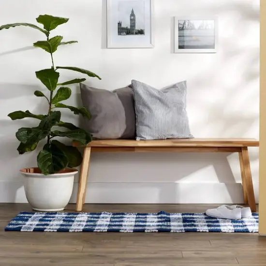 DII&reg; Buffalo Check Rag Rug, 2.25ft. x 6ft. Navy {5}