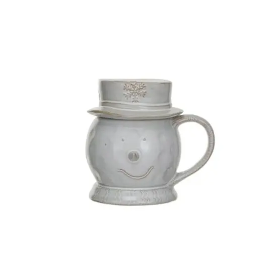 Hello Honey&reg; 12oz. Antique White Stoneware Snowman Shaped Mug with Reactive Glaze {1}
