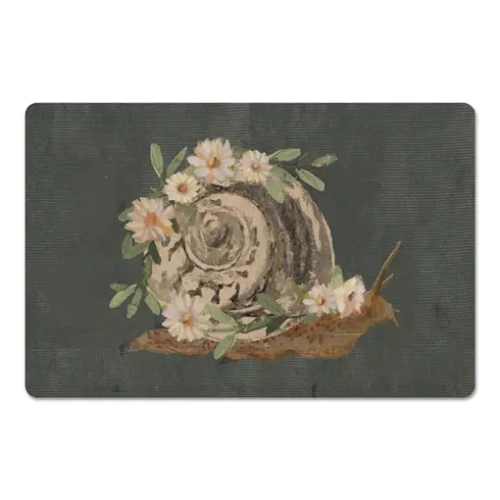 18" x 27" Moody Boho Floral Snail Floor Mat {1}