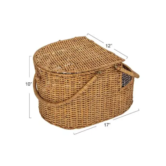 Hello Honey&reg; Natural Oval Wicker Picnic Basket with Open Side Compartment {6}