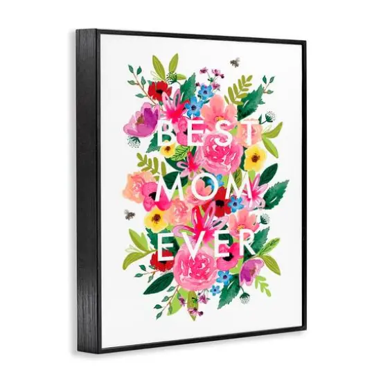 Stupell Industries Floral Best Mom Ever Framed Giclee Art Black {4}