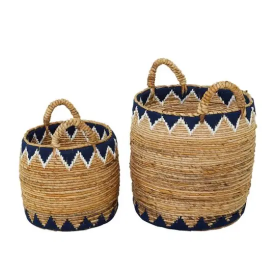 Brown Banana Leaf Bohemian Storage Basket Set {3}