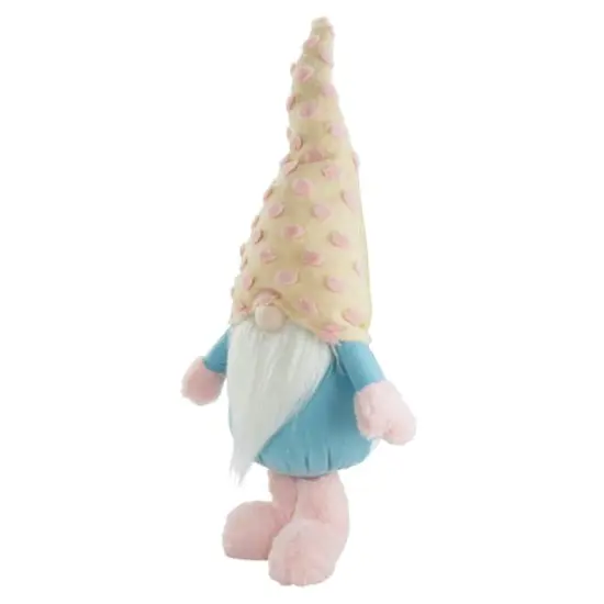 22" Blue & Pink Spring Plush Gnome with Polka Dot Hat Figure {5}