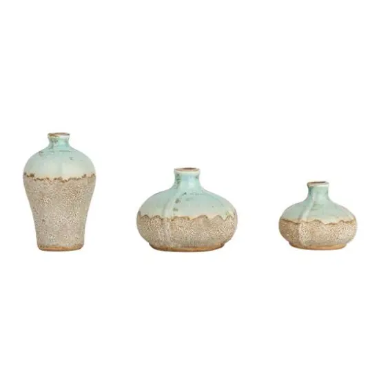 Hello Honey&reg; Distressed Finish Brown & White Terracotta Vase Set {8}
