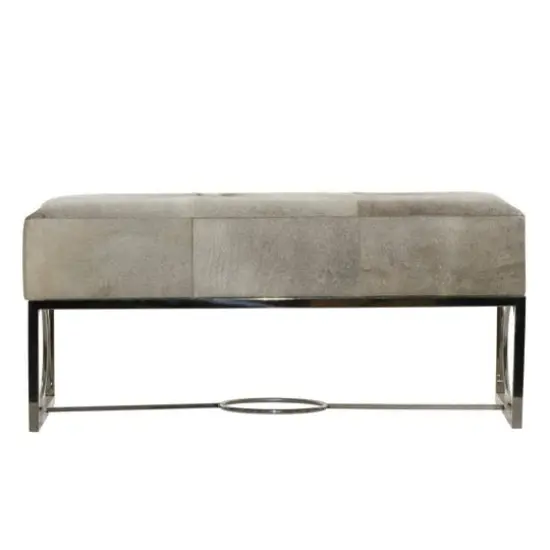 Silver Stainless Steel Contemporary Bench, 17' x 48" x 18" {8}