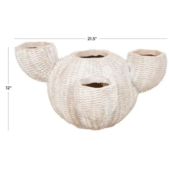 Cream Resin Cactus Textured Planter {8}