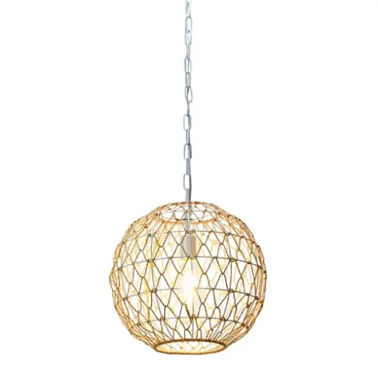 Hello Honey&reg; Robert Stevenson Lighting Alaina 14" Natural Paper Rope & Metal Ceiling Light {3}