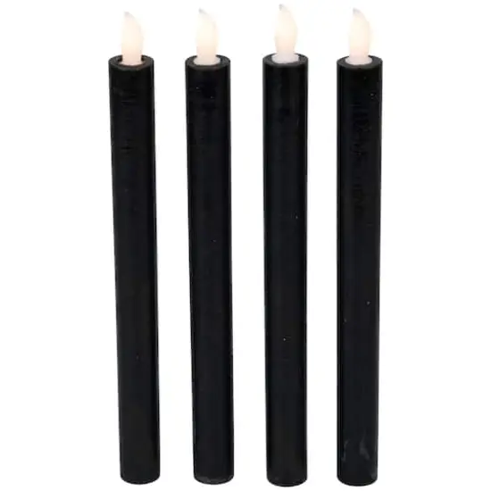 9.5" Solid Black LED Flickering Flameless Halloween Taper Candles, 4ct. {5}
