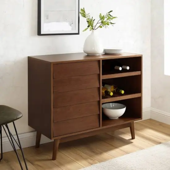 Walker Edison 36" Walnut Louvered Door Bar Cabinet {6}