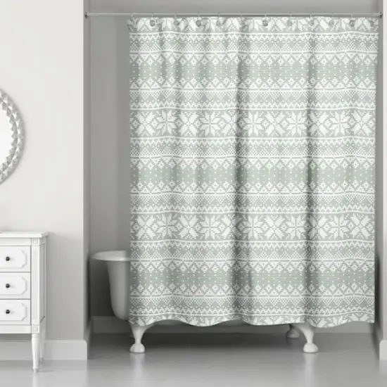 Sage Sweater Pattern Shower Curtain {3}