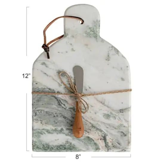 Hello Honey 12" x 8" Green Marble Cutting Board with Knife {12}