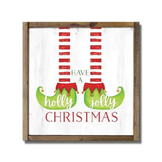 Have a Holly Jolly Christmas Elf Framed Wood Plaque {1}