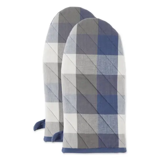 DII&reg; Tri Color Check Oven Mitts, 2ct. French Blue {1}