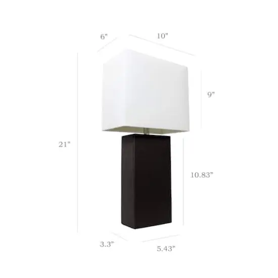 Elegant Designs&trade; 2 Pack Leather Table Lamps with White Shades Black and White {4}