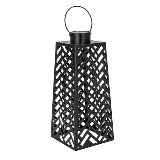Hello Honey&reg; 24.75" Black Metal Rechargeable LED Indoor Lantern {1}