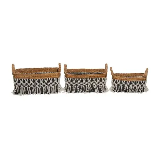 Black Cotton Bohemian Storage Basket Set {6}