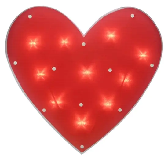 14" Lighted Red Heart Window Silhouette Decoration {1}