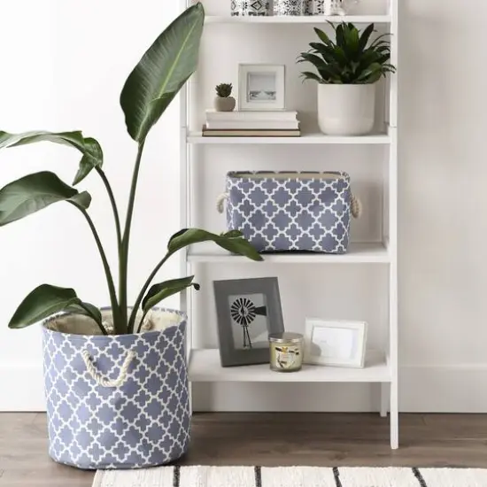 DII&reg; Small Rectangle Lattice Polyester Bin Stonewash Blue {7}