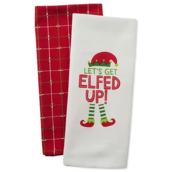 DII&reg; Assorted Elfed Up Holiday Printed Dishtowel Set {3}