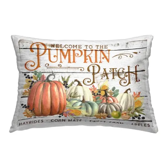 Stupell Industries Welcome Pumpkin Patch Outdoor Printed Pillow {1}