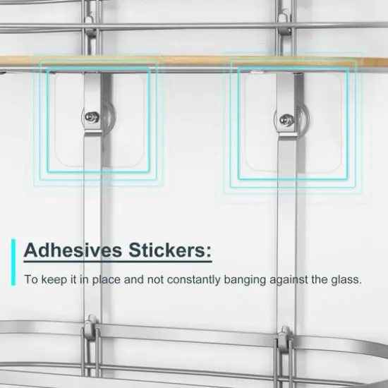 NEX&trade; Silver Stainless Steel & Bamboo Hanging Caddy Shower Organizer with Hooks {4}