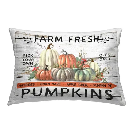 Stupell Industries Fresh Pumpkin Mound Outdoor Printed Pillow {1}
