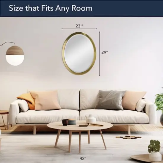 Head West Oval Brushed Gold Metal Framed Bathroom Mirror - 30" x 23" {4}