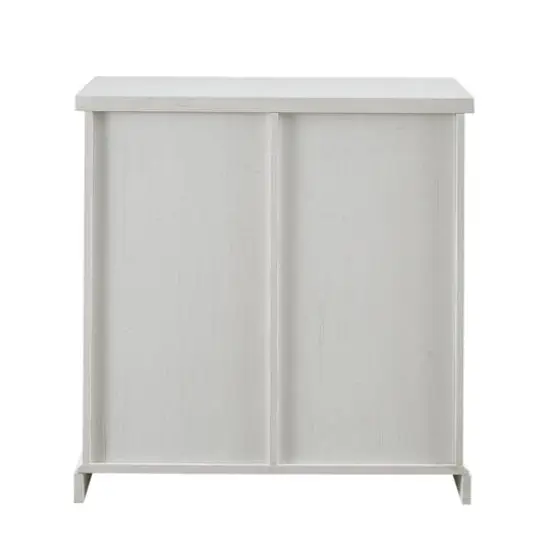 Walker Edison 32" Brushed White Sliding Grooved Door Accent Console {4}