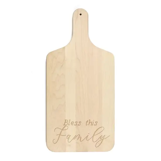 17" Bless This Family Maple Paddle Cutting Board {1}