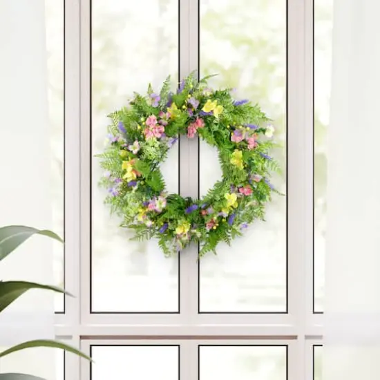 30" Artificial Dogwood & Lavender Floral Spring Wreath {3}