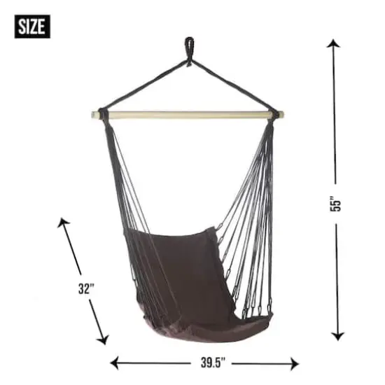 Espresso Cotton Padded Swing Chair, 40" x 55" {9}