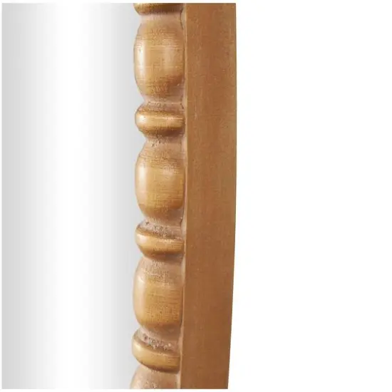 37" Brown Bohemian Framed Oval Wall Mirror {9}