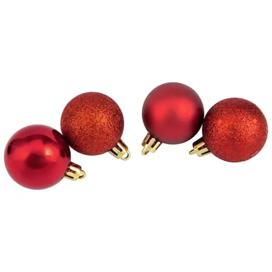 96ct. 1.5" 4-Finish Red Shatterproof Ball Ornaments {5}