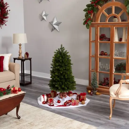 4ft. Pre-Lit Slim Colorado Mountain Spruce Artificial Christmas Tree, Warm White LED Lights {11}