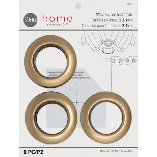 Dritz&reg; Home 1.562" Curtain Grommets, 8ct. Gold {1}