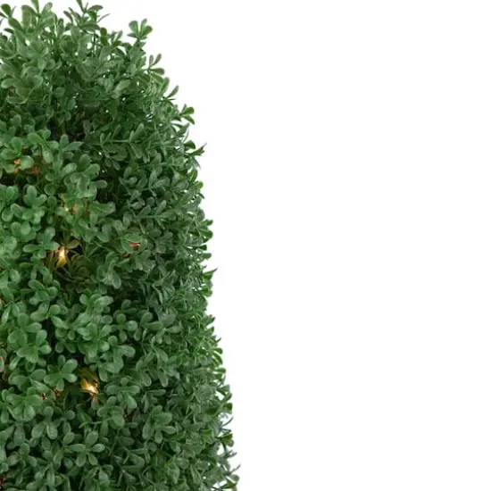 18" Pre-Lit Artificial Boxwood Cone Topiary Tree with Round Pot, Clear Lights {5}