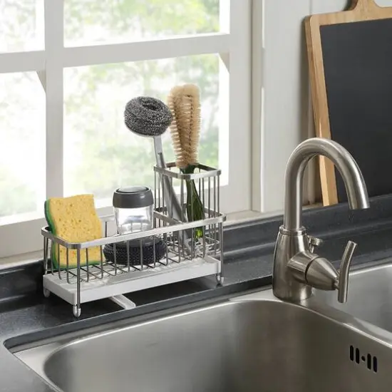 SunnyPoint NeverRust Stainless Utensil Sink Cleaning Tool Holder Satin Nickel {4}