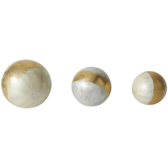 White with Gold Stripe Abstract Brushed Decorative Orbs & Vase Filler Set {12}
