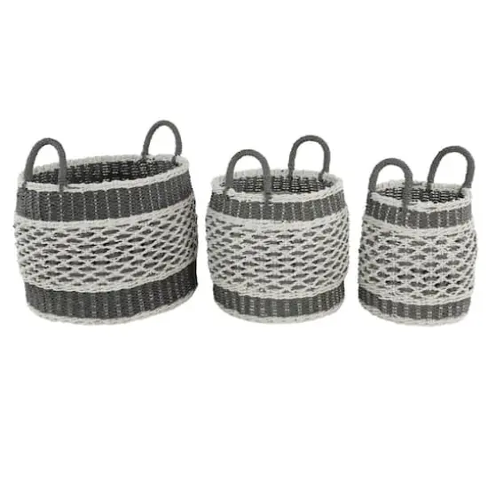Gray Plastic Eclectic Storage Basket Set {1}