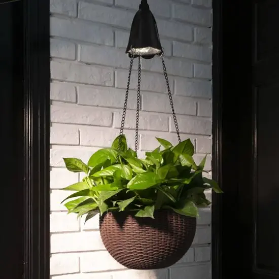 Glitzhome&reg; 30" Solar Lighted Hanging Basket Planter {3}