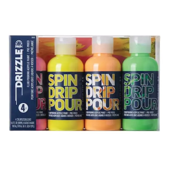 FolkArt&reg; Drizzle&trade; 4 Color Neon Paint Set {12}