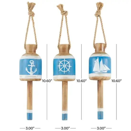 Blue & White Anchor, Sailboat & Ship Wheel Buoy Wall D&eacute;cor Set {6}