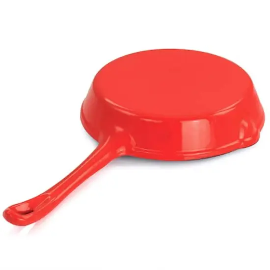 MegaChef Enameled 8" Round PreSeasoned Cast Iron Frying Pan Red {4}