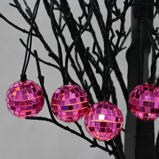 10ct. Warm White LED Pink Disco Ball Icon String Lights by Ashland&reg; {3}