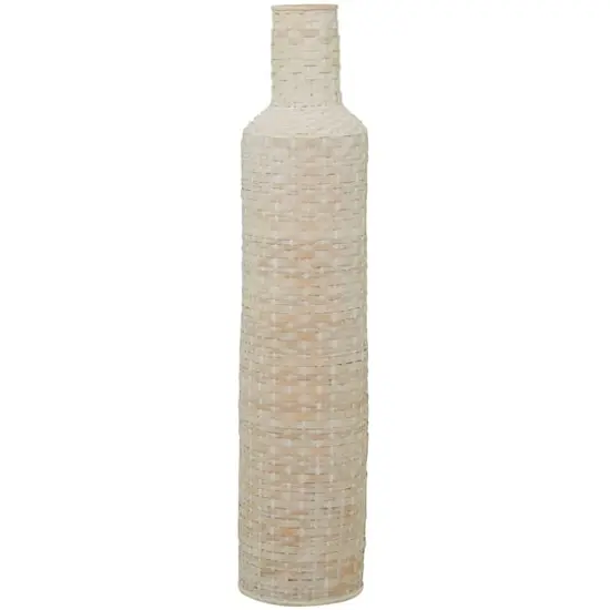 White Bamboo Tall Woven Floor Vase 9" x 9" x 39" {3}