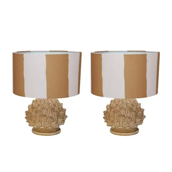 Hello Honey&reg; 14.75" Mustard & Cream Artichoke Finial Stoneware Table Lamp, 2ct. {4}