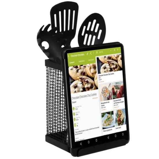 Kitchen Details Industrial Collection Matte Black Tablet and Utensil Holder {9}