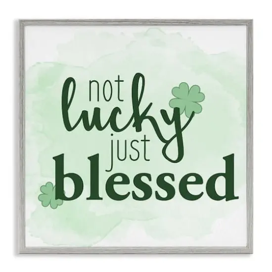 Stupell Industries Just Blessed Green Shamrocks Framed Giclee Art Gray {1}
