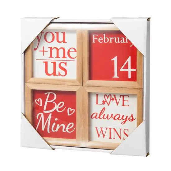 Glitzhome&reg; 4" Valentine's Wooden Block Table D&eacute;cor Set {8}