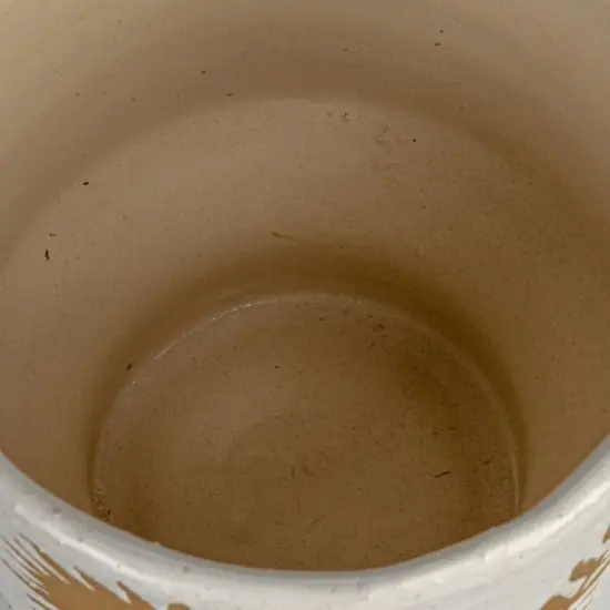 Hello Honey&reg; 5.5" White & Mustard Reactive Glaze Flower Stoneware Footed Planter {8}